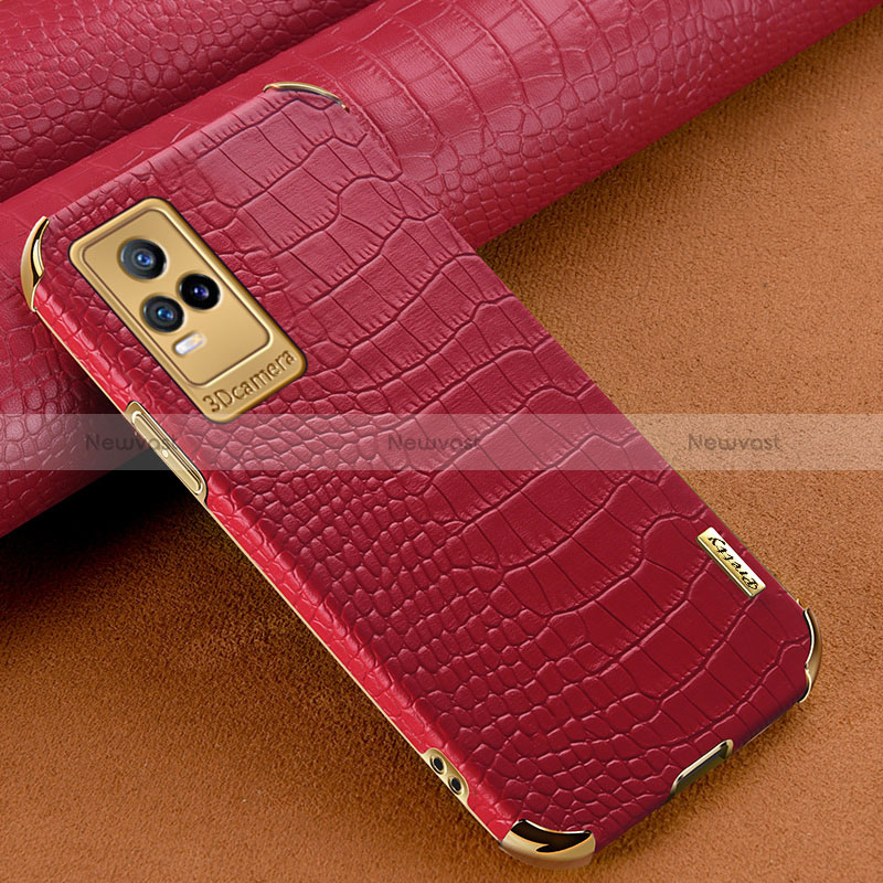 Soft Luxury Leather Snap On Case Cover XD1 for Vivo V21e 4G Red