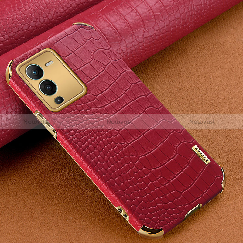 Soft Luxury Leather Snap On Case Cover XD1 for Vivo V25 Pro 5G Red