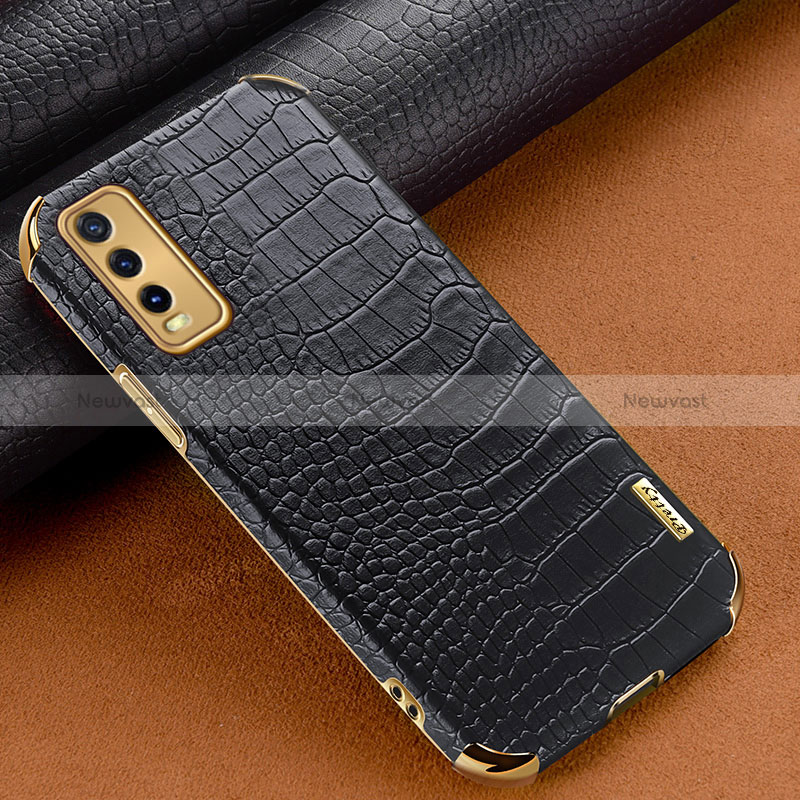 Soft Luxury Leather Snap On Case Cover XD1 for Vivo Y12A Black