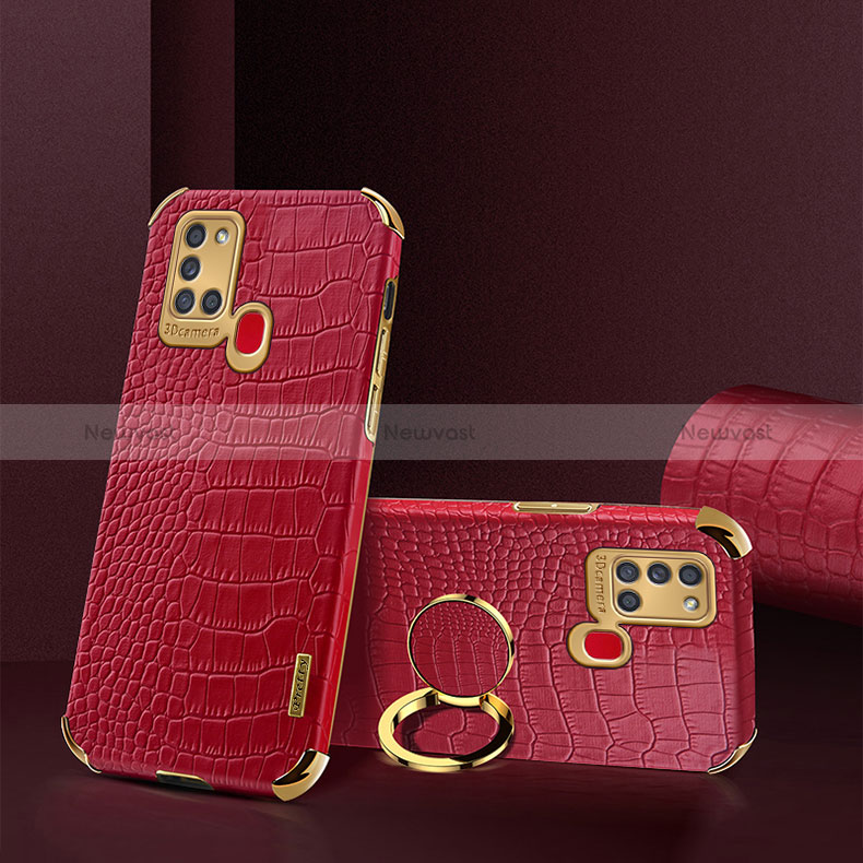 Soft Luxury Leather Snap On Case Cover XD2 for Samsung Galaxy A21s Red