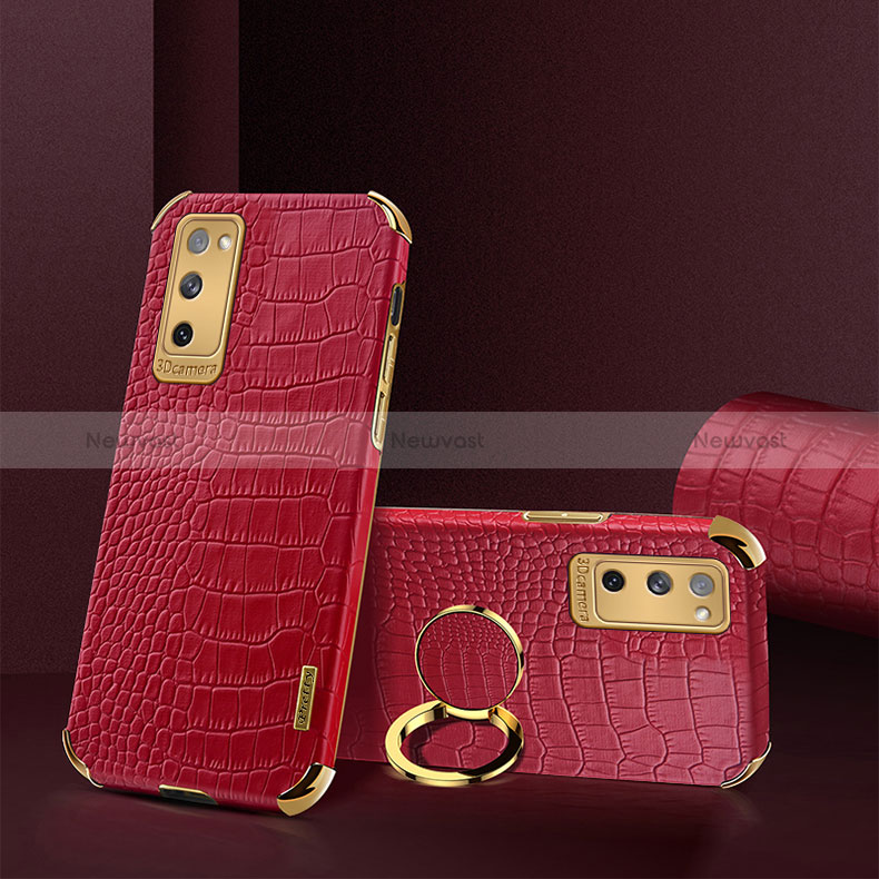 Soft Luxury Leather Snap On Case Cover XD2 for Samsung Galaxy S20 FE 4G Red