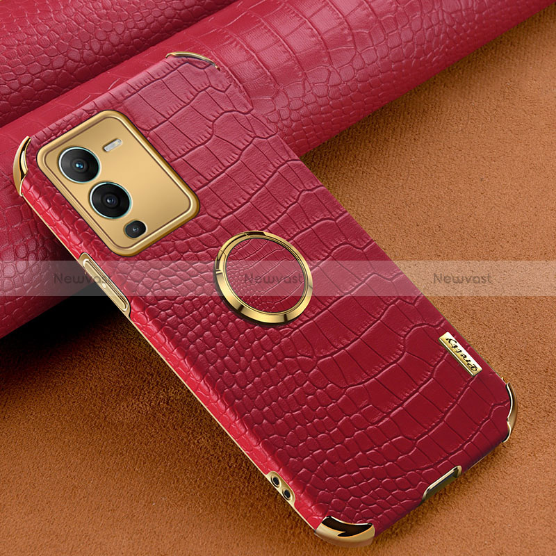 Soft Luxury Leather Snap On Case Cover XD2 for Vivo V25 Pro 5G Red