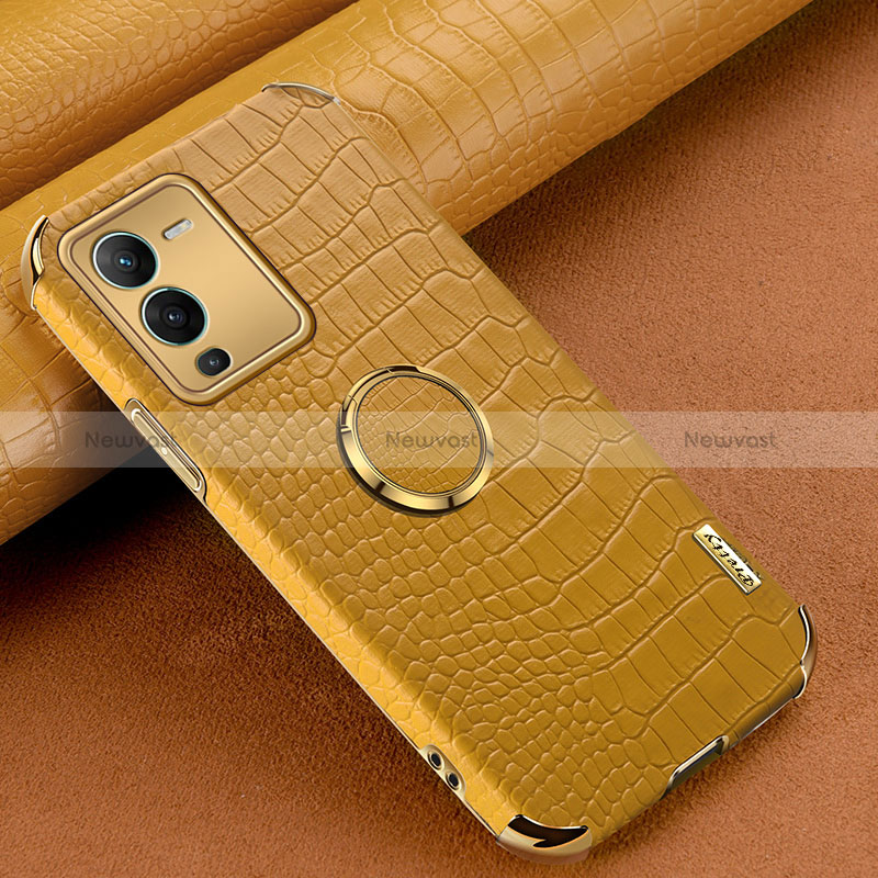 Soft Luxury Leather Snap On Case Cover XD2 for Vivo V25 Pro 5G Yellow