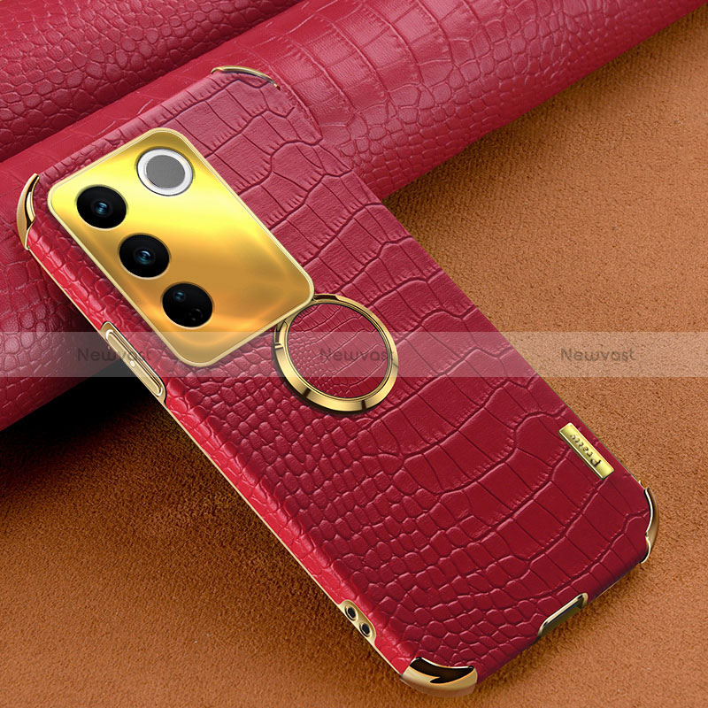 Soft Luxury Leather Snap On Case Cover XD2 for Vivo V27 5G Red