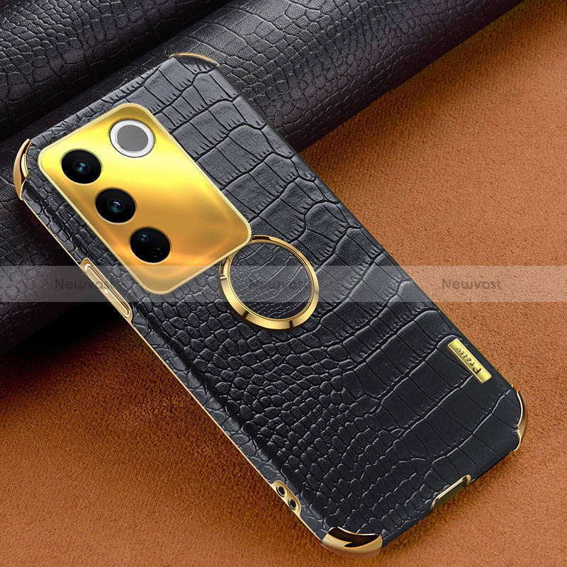 Soft Luxury Leather Snap On Case Cover XD2 for Vivo V27 Pro 5G Black