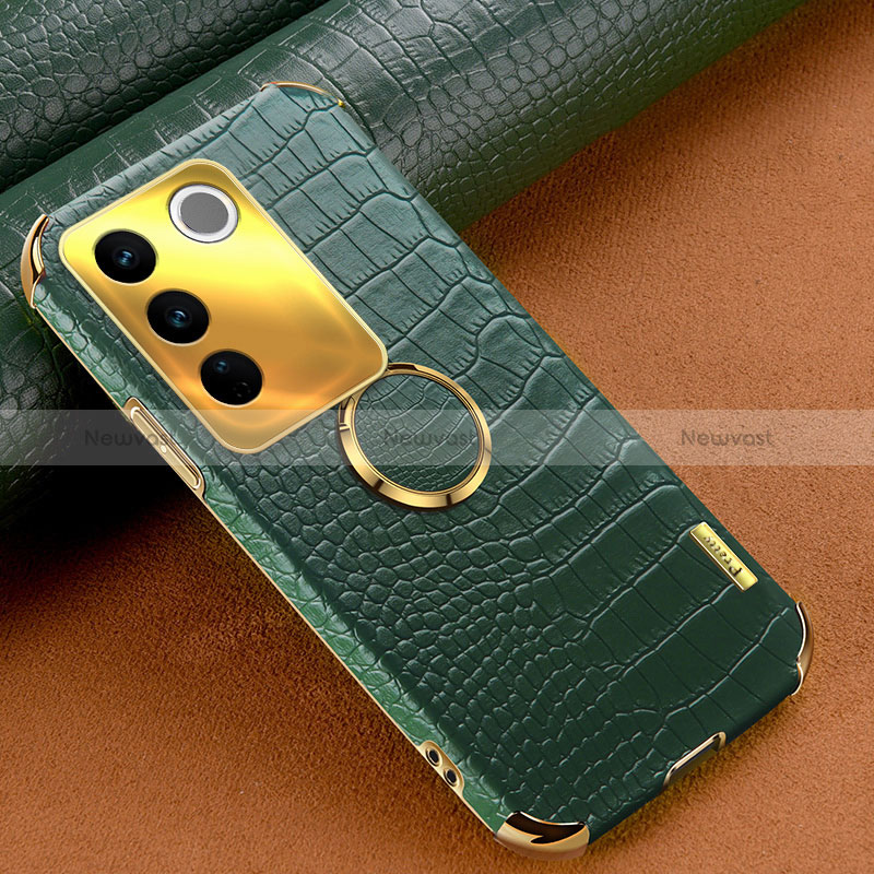 Soft Luxury Leather Snap On Case Cover XD2 for Vivo V27 Pro 5G Green