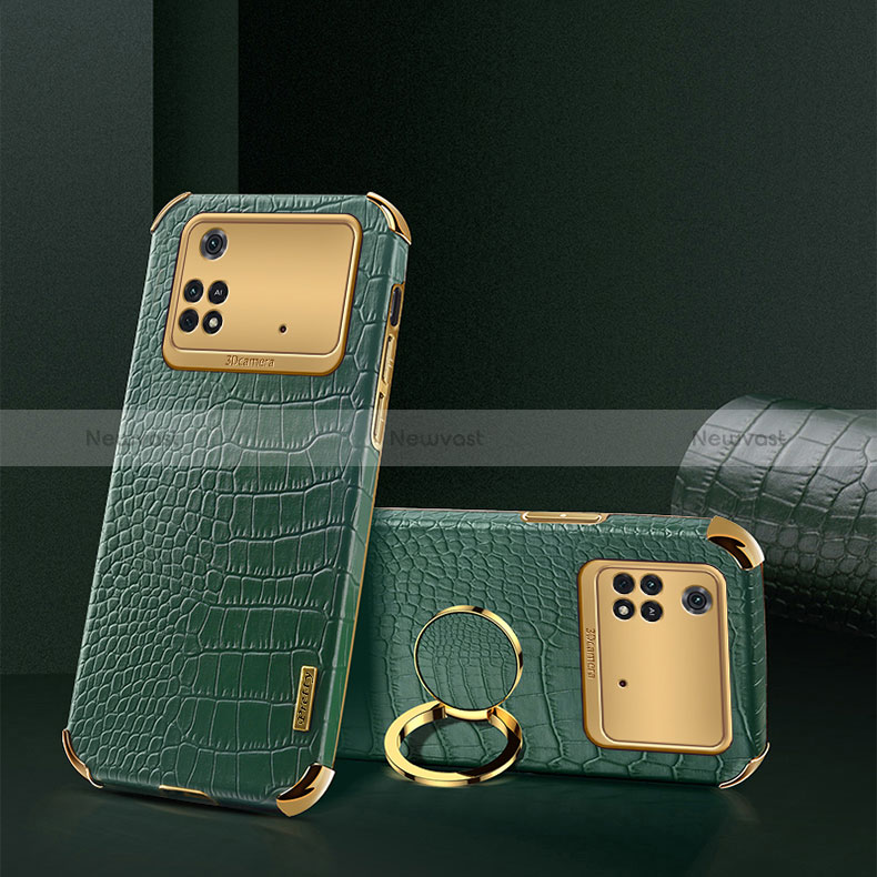 Soft Luxury Leather Snap On Case Cover XD2 for Xiaomi Poco M4 Pro 4G Green