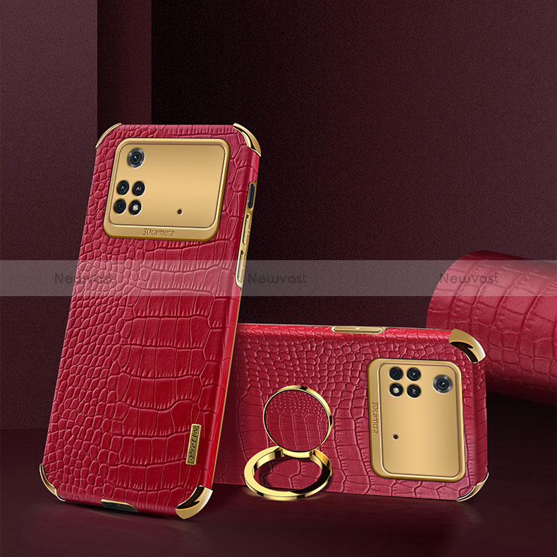 Soft Luxury Leather Snap On Case Cover XD2 for Xiaomi Poco M4 Pro 4G Red