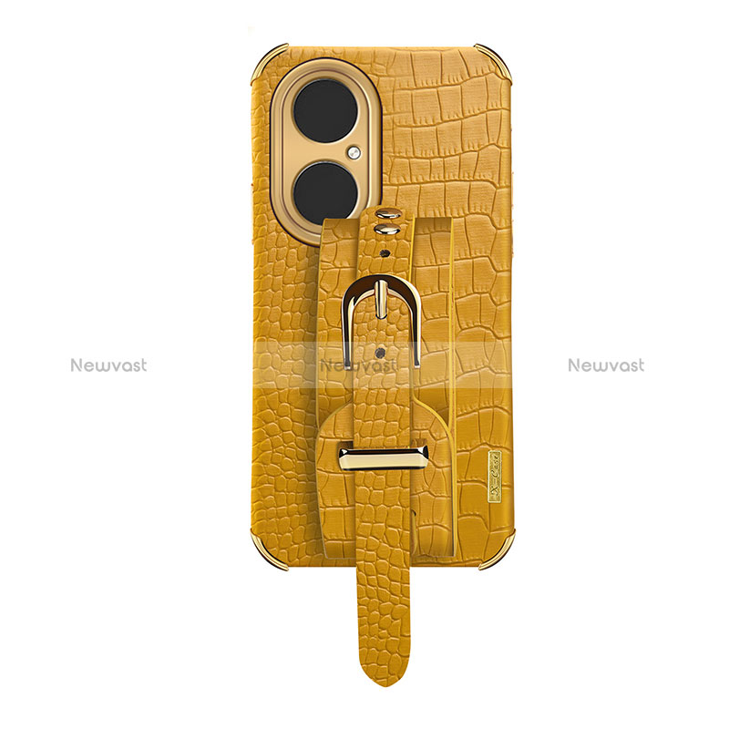 Soft Luxury Leather Snap On Case Cover XD3 for Huawei P50 Pro Yellow