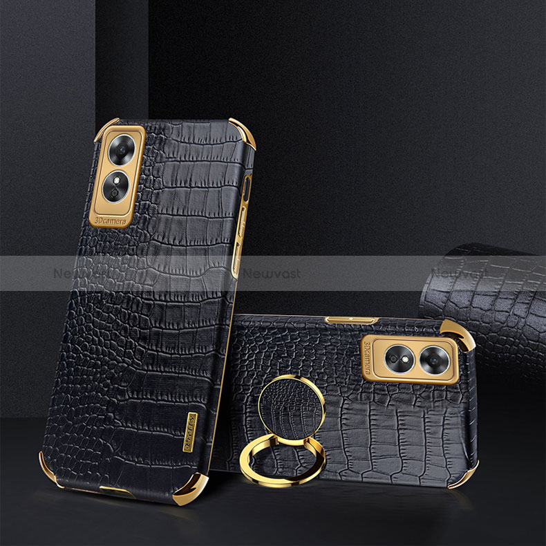 Soft Luxury Leather Snap On Case Cover XD3 for Oppo A17 Black