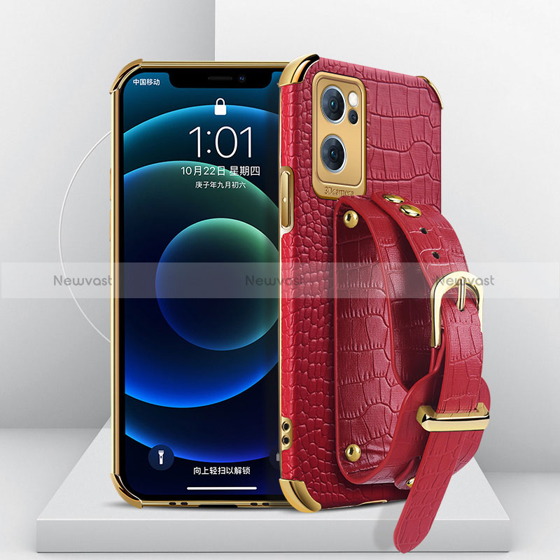 Soft Luxury Leather Snap On Case Cover XD3 for Oppo Find X5 Lite 5G Red