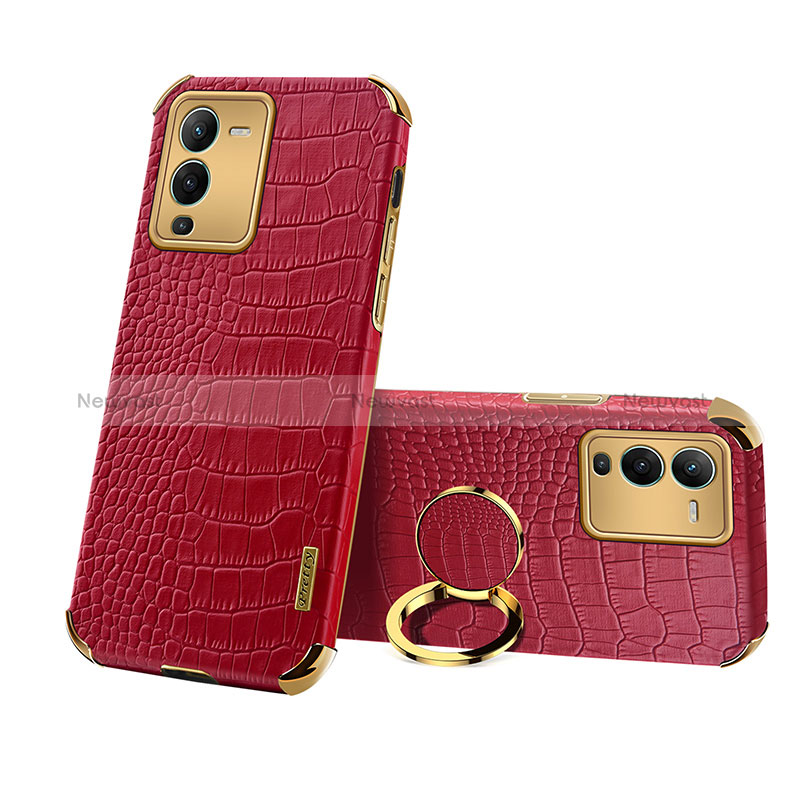 Soft Luxury Leather Snap On Case Cover XD3 for Vivo V25 Pro 5G Red
