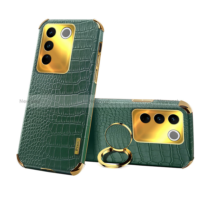 Soft Luxury Leather Snap On Case Cover XD3 for Vivo V27 Pro 5G Green