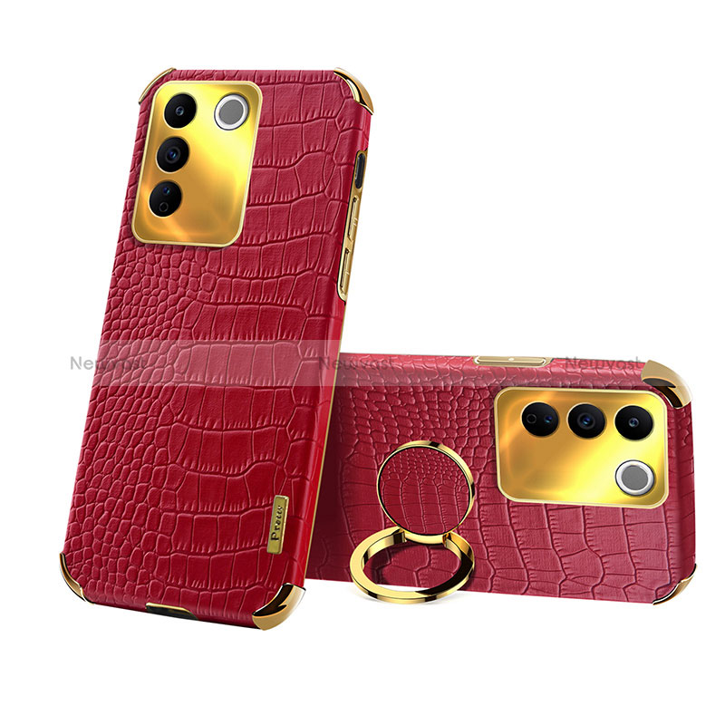 Soft Luxury Leather Snap On Case Cover XD3 for Vivo V27e 5G Red