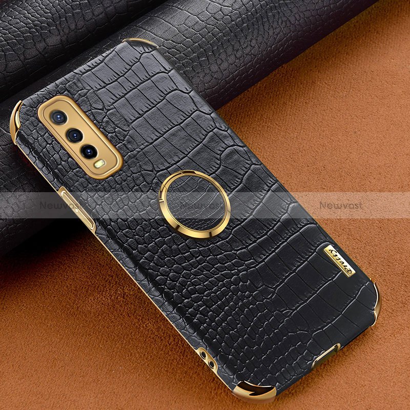 Soft Luxury Leather Snap On Case Cover XD3 for Vivo Y50t Black