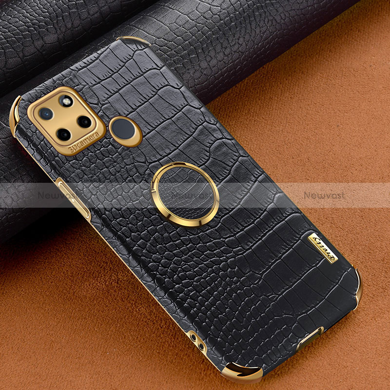 Soft Luxury Leather Snap On Case Cover XD4 for Realme C21Y Black