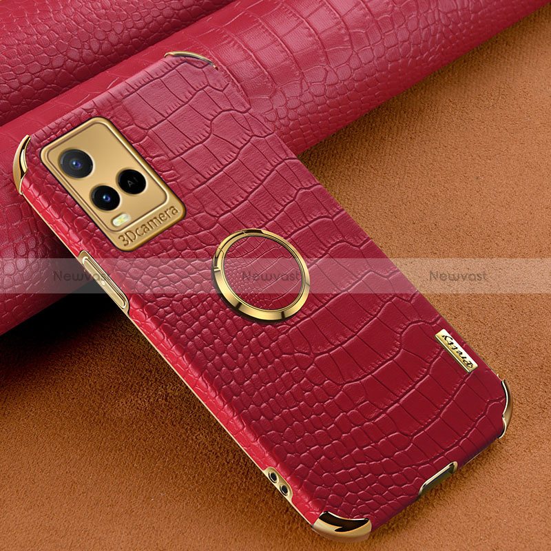 Soft Luxury Leather Snap On Case Cover XD4 for Vivo Y21 Red