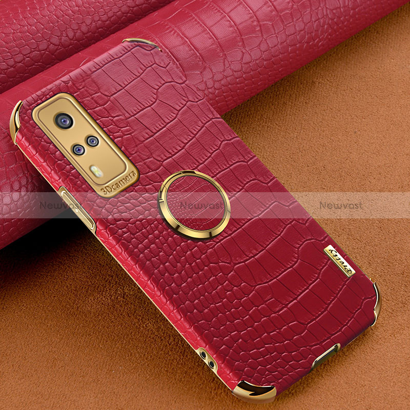 Soft Luxury Leather Snap On Case Cover XD4 for Vivo Y53s 4G Red