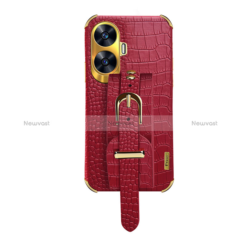 Soft Luxury Leather Snap On Case Cover XD5 for Realme C55 Red