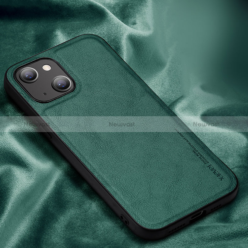 Soft Luxury Leather Snap On Case Cover XV1 for Apple iPhone 13 Green