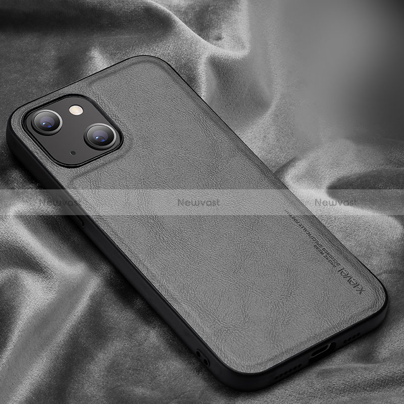 Soft Luxury Leather Snap On Case Cover XV1 for Apple iPhone 14 Plus Gray