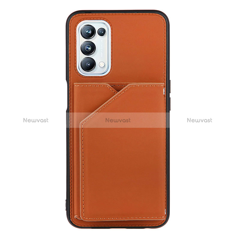 Soft Luxury Leather Snap On Case Cover Y01B for Oppo A54 5G Brown