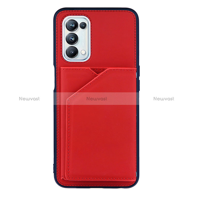 Soft Luxury Leather Snap On Case Cover Y01B for Oppo A54 5G Red