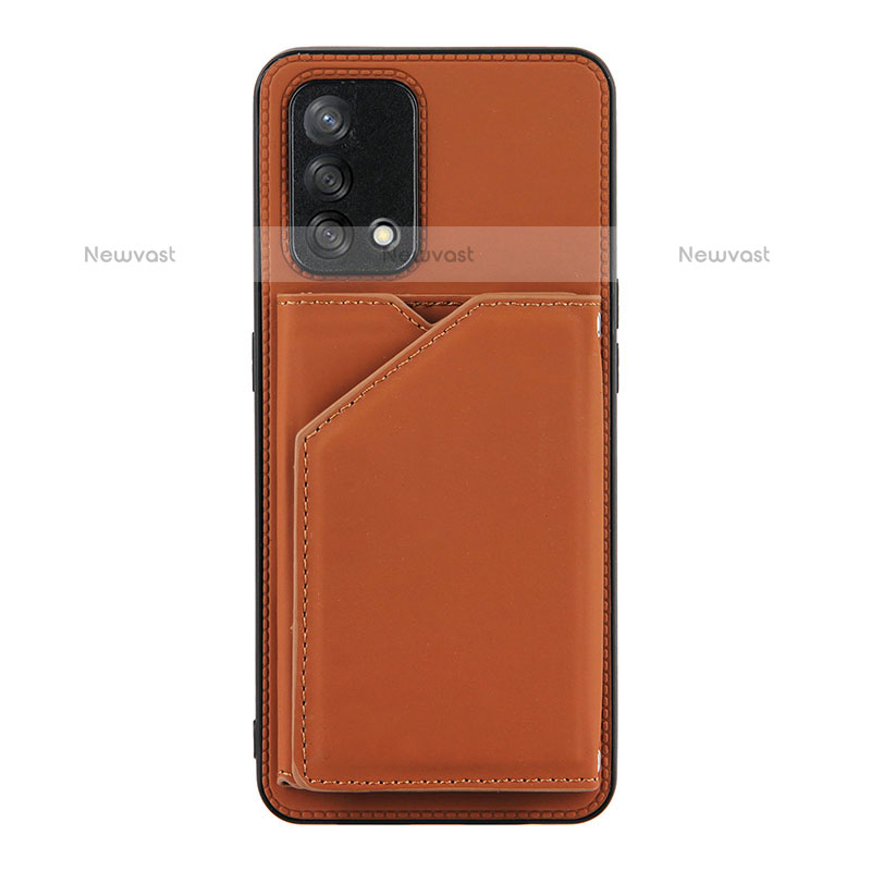 Soft Luxury Leather Snap On Case Cover Y01B for Oppo A74 4G Brown