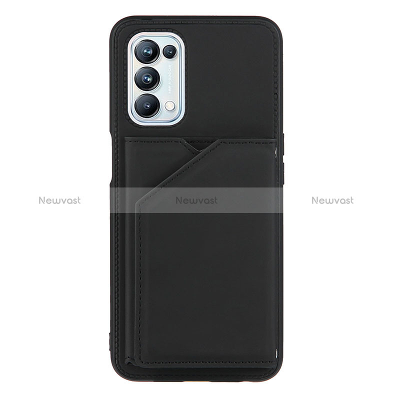 Soft Luxury Leather Snap On Case Cover Y01B for Oppo A74 5G Black