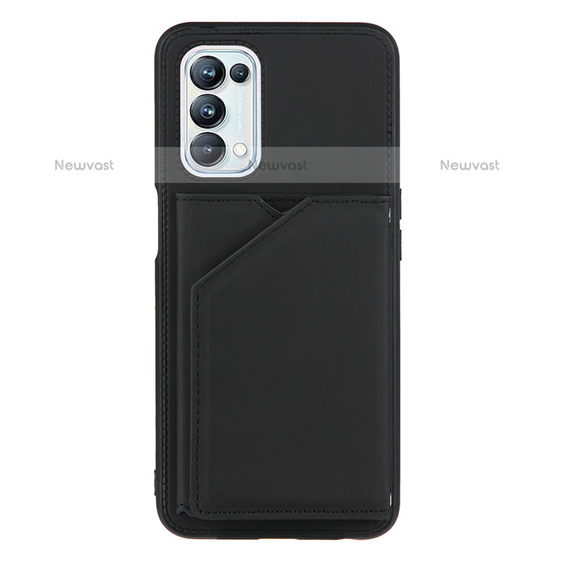 Soft Luxury Leather Snap On Case Cover Y01B for Oppo A93 5G Black