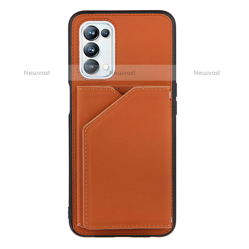 Soft Luxury Leather Snap On Case Cover Y01B for Oppo A93 5G Brown