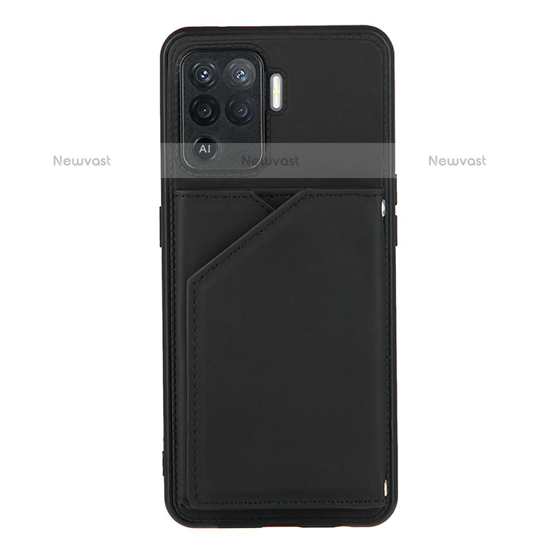 Soft Luxury Leather Snap On Case Cover Y01B for Oppo A94 4G Black