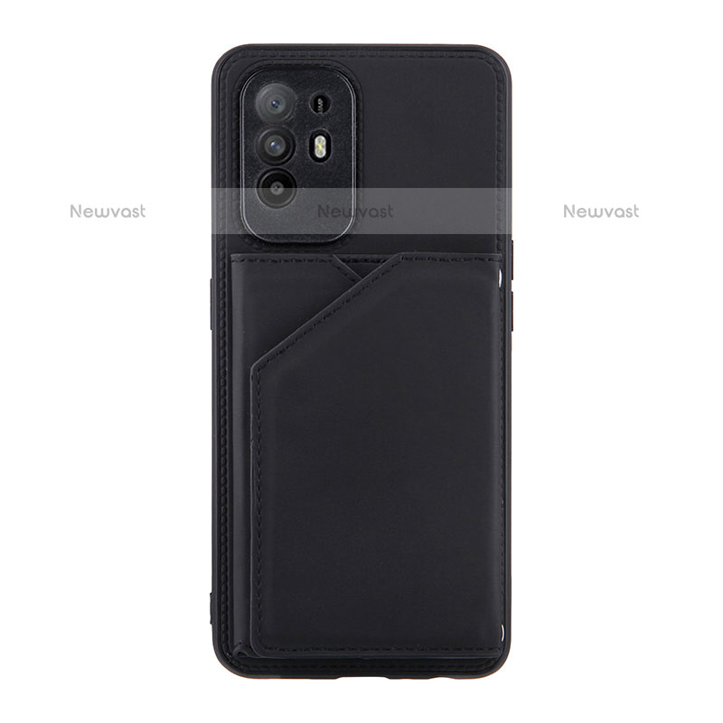 Soft Luxury Leather Snap On Case Cover Y01B for Oppo A94 5G Black