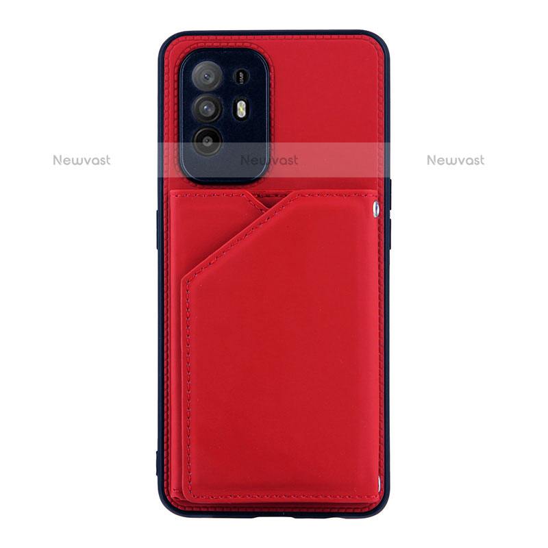 Soft Luxury Leather Snap On Case Cover Y01B for Oppo A95 5G Red