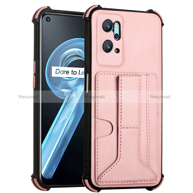 Soft Luxury Leather Snap On Case Cover Y01B for Oppo A96 4G Rose Gold