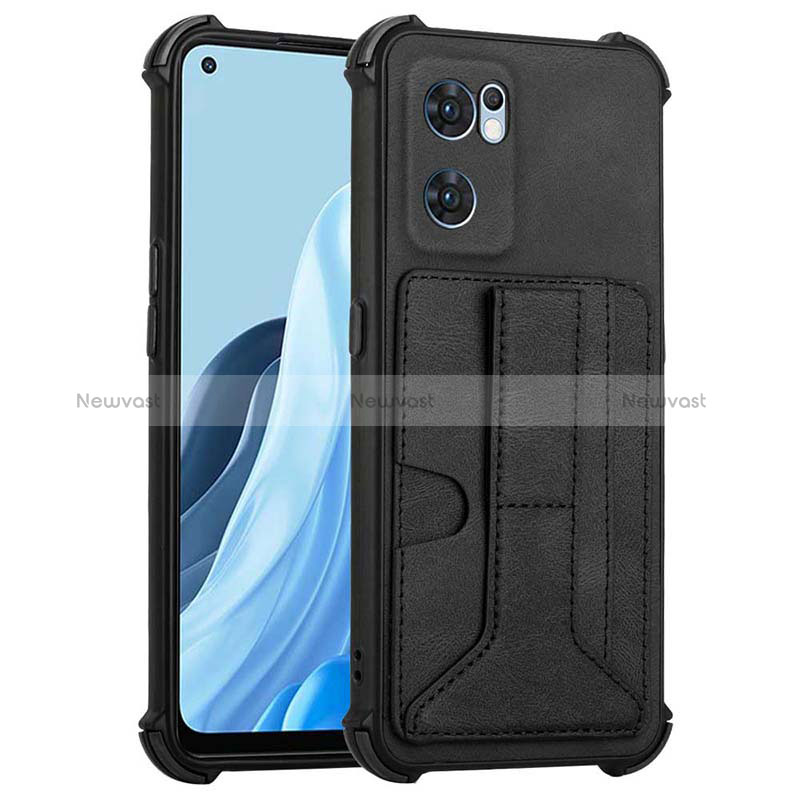 Soft Luxury Leather Snap On Case Cover Y01B for Oppo Find X5 Lite 5G Black