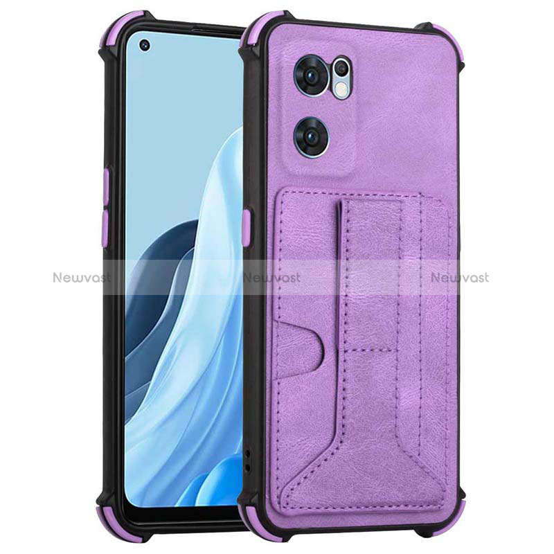 Soft Luxury Leather Snap On Case Cover Y01B for Oppo Find X5 Lite 5G Purple