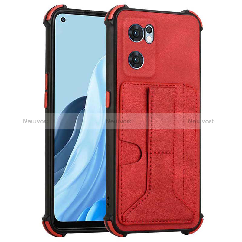 Soft Luxury Leather Snap On Case Cover Y01B for Oppo Find X5 Lite 5G Red
