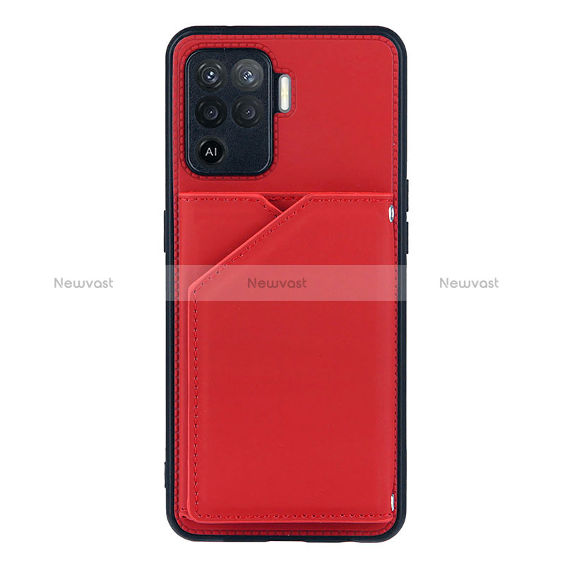 Soft Luxury Leather Snap On Case Cover Y01B for Oppo Reno5 F Red