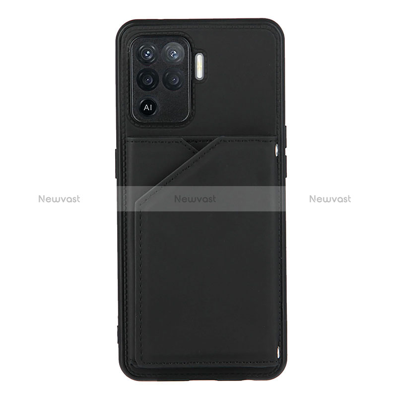 Soft Luxury Leather Snap On Case Cover Y01B for Oppo Reno5 Lite Black