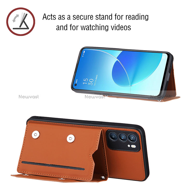 Soft Luxury Leather Snap On Case Cover Y01B for Oppo Reno6 5G