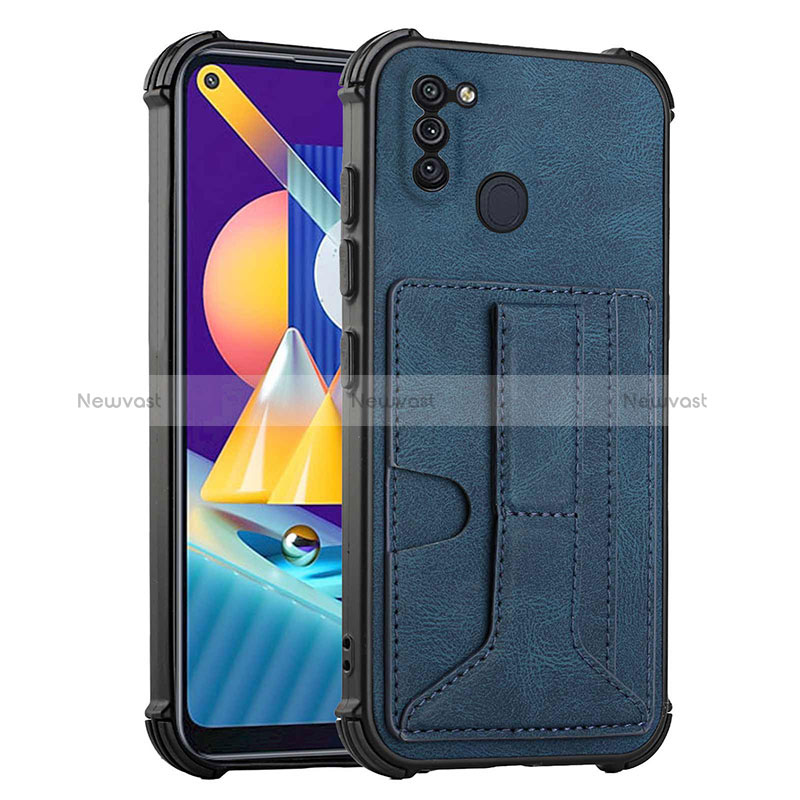 Soft Luxury Leather Snap On Case Cover Y01B for Samsung Galaxy A11 Blue