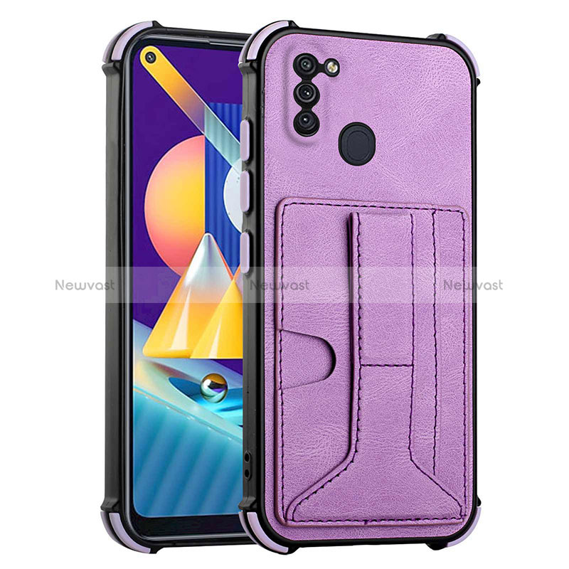 Soft Luxury Leather Snap On Case Cover Y01B for Samsung Galaxy A11 Purple