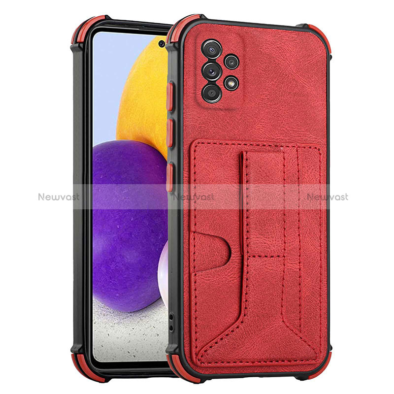 Soft Luxury Leather Snap On Case Cover Y01B for Samsung Galaxy A52 4G Red