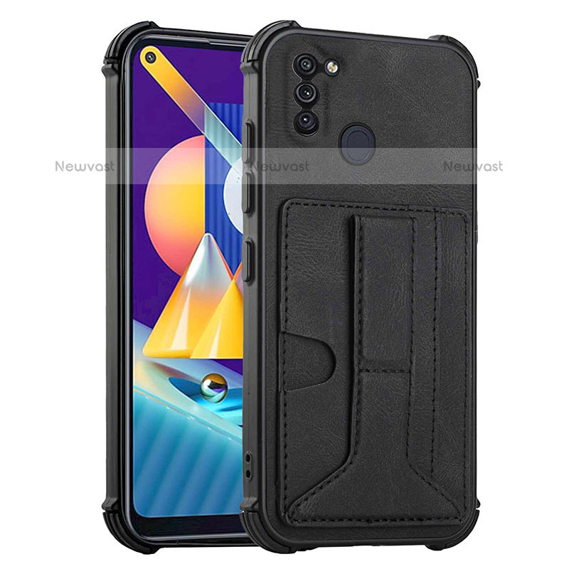 Soft Luxury Leather Snap On Case Cover Y01B for Samsung Galaxy M11 Black