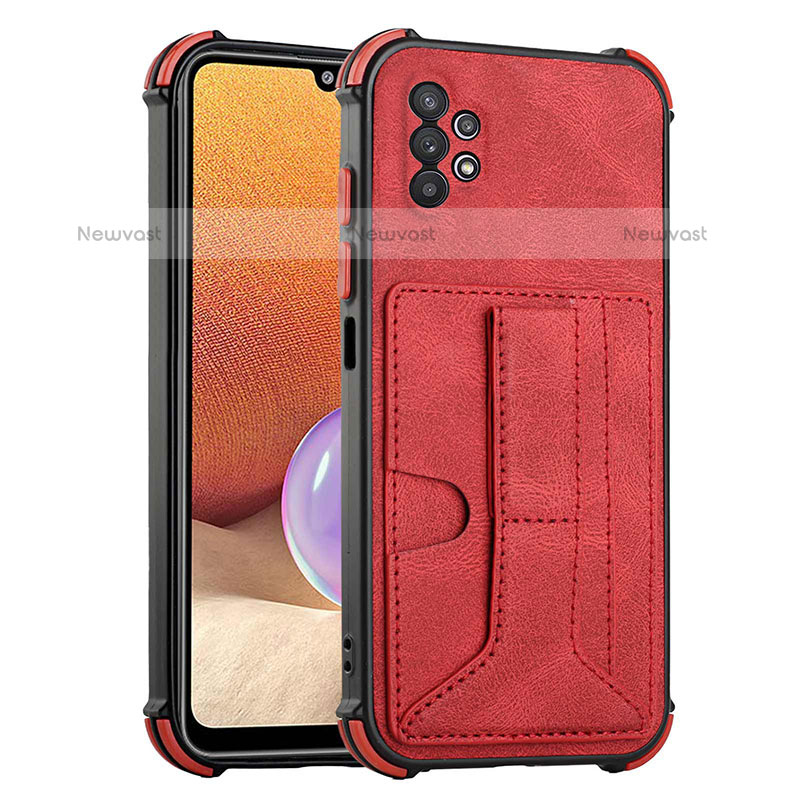 Soft Luxury Leather Snap On Case Cover Y01B for Samsung Galaxy M32 5G Red