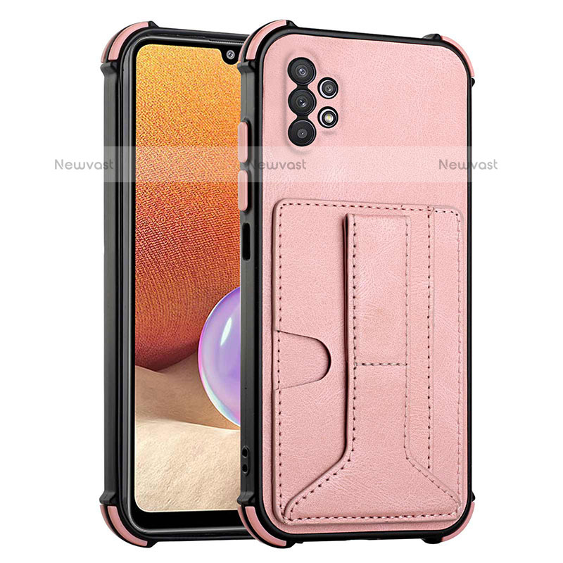 Soft Luxury Leather Snap On Case Cover Y01B for Samsung Galaxy M32 5G Rose Gold