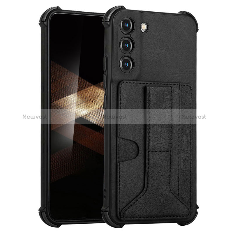 Soft Luxury Leather Snap On Case Cover Y01B for Samsung Galaxy S24 5G Black