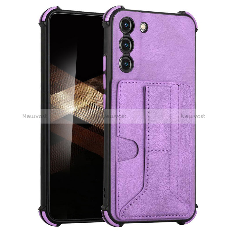 Soft Luxury Leather Snap On Case Cover Y01B for Samsung Galaxy S24 5G Purple