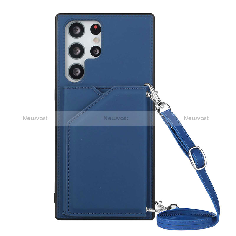 Soft Luxury Leather Snap On Case Cover Y01B for Samsung Galaxy S24 Ultra 5G Blue